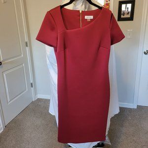 Calvin Klein Scuba Sheath Dress with asymmetric neckline & cutout